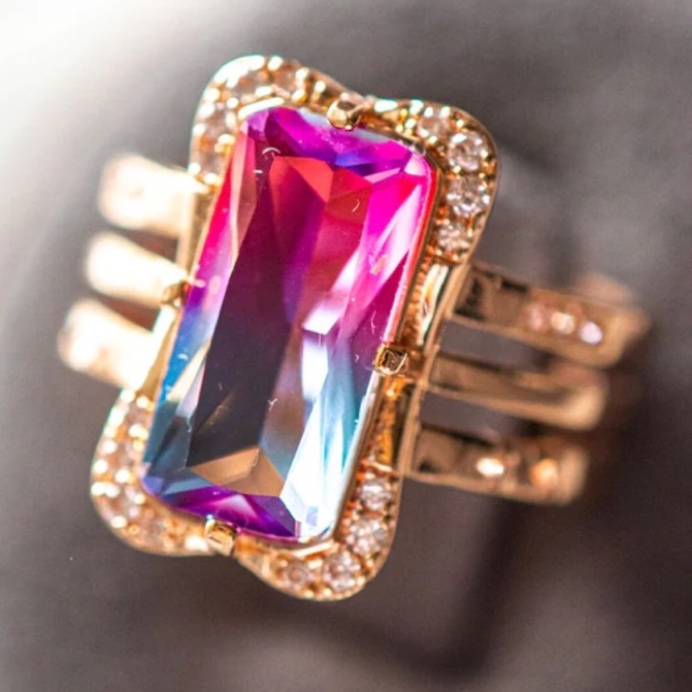 Demi Watermelon Crystal Rose Gold Ring